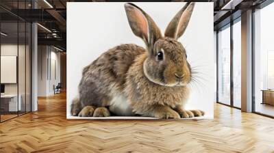 Cute and Cuddly: Adorable Images of Rabbits on a White Background. generative AI Wall mural