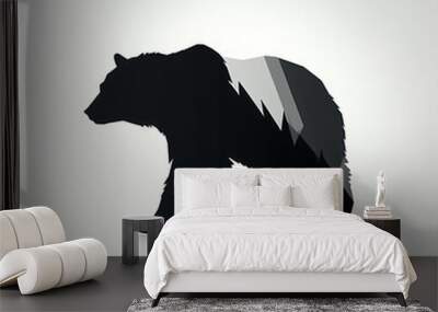 silhouette of bear isolated vector illustration on white background for animal logo, graphic icon, and modern home décor. perfect for wildlife and safari-themed designs. generative ai Wall mural