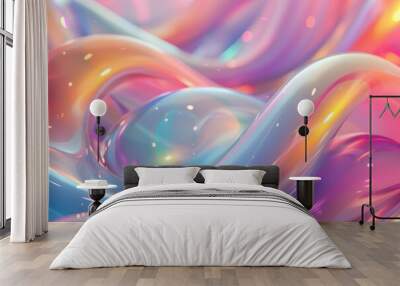 A colorful, abstract, and shiny surface with a rainbow-like pattern Wall mural