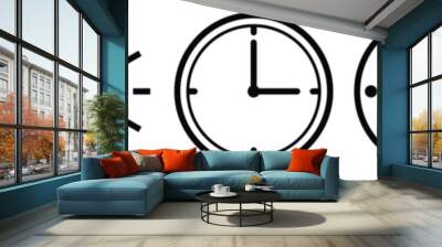 Time and clock icon set. Clocks symbol or icons line collection isolated on transparent background. Wall mural