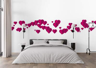 Valentine's Day background with purple hearts. Love frame decoration isolated wallpaper. Wall mural