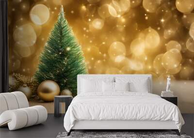 Christmas celebration decorative background with red golden blues and white Wall mural