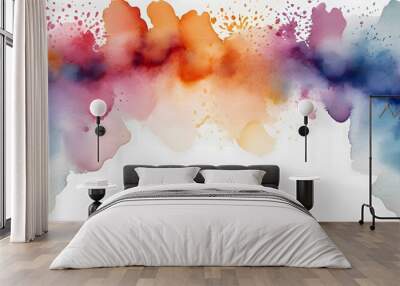 Watercolor border isolated on white, artistic background Wall mural