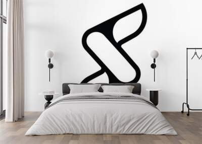 Letter S modern minimal shape typography branding logo Wall mural