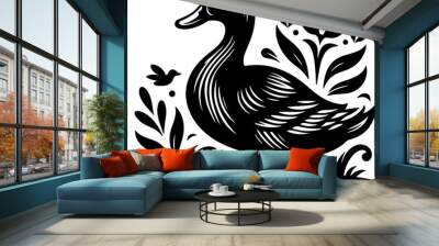 illustration of a duck Wall mural