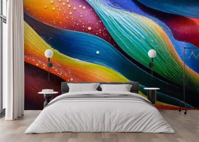 Rainbow Fluid Motion with Dynamic Geometric Overlays Wall mural