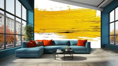 A yellow paint stroke on a transparent background. Wall mural