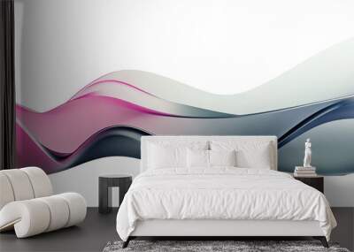 Abstract background with pink, white and blue glossy waves on transparent background. Wall mural