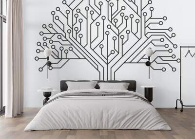 Abstract Circuit Board Tree. Technical circuit tree graphic illustration Wall mural