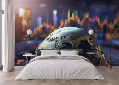 Active world trade, world market, stock exchange market, investment, finance and trading. Trading platform. Global electronics market. 3d render Wall mural