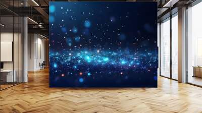 Elegant  shiny blue glow particle abstract night bokeh background of vibrant colors Wall mural