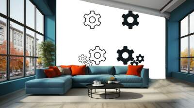 Gear icon template color editable. Gear icon set with fill color and stroke color. Gear symbol vector sign isolated on white background Wall mural