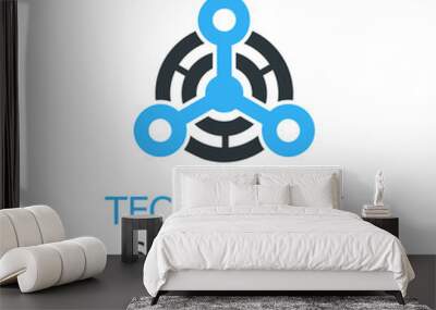 Technology - vector logo template for corporate identity. Network, computer, internet tech concept illustration. Abstract circle technology icon. Wall mural