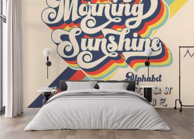 3d color version Happy Morning Sunshine Retro Vintage Display bold Font alphabet.eps Wall mural