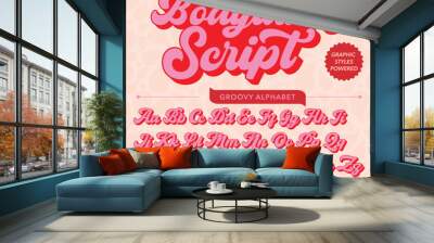 Abstract professional groovy Retro related The Bodyland Script Font Template Wall mural