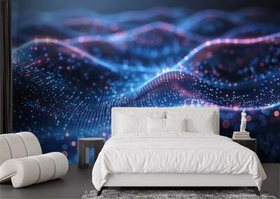 3d rendering of glowing particles in cyberspace with depth of field and bokeh effect. Abstract and Futuristic background. Wall mural