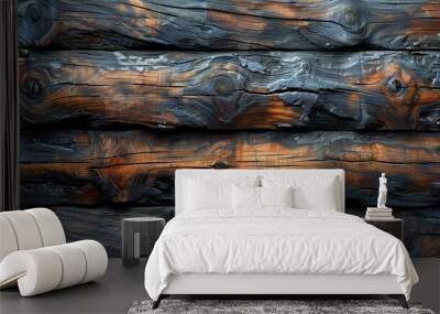 Design of dark wood texture background hardwood planks painted Wall mural