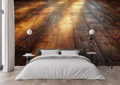 Wooden floor with light and shadow background Wall mural