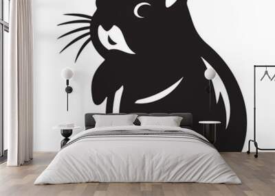 Hamster silhouette clipart on a white background Wall mural