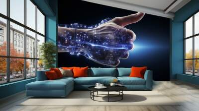 3d human hand holding like symbol. Social media icon concept. Realistic 3d high quality render Wall mural