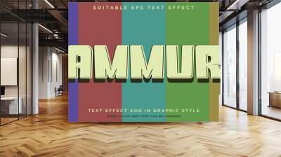 Vintage colors and style with cool typography and editable Ammur style text effect Wall mural