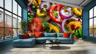 Fresh vegetable salad background generated.AI Wall mural