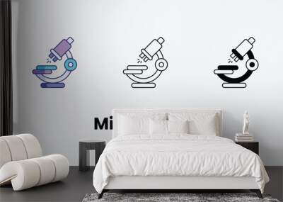 Microscope Icons thin line and glyph vector icon stock illustration Wall mural