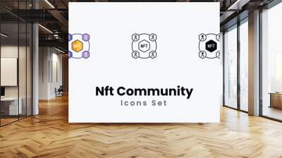 Nft Community Icons thin line and glyph vector icon stock illustration Wall mural