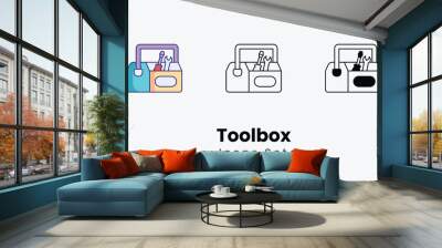 Toolbox Icons thin line and glyph vector icon stock illustration Wall mural