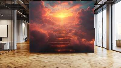 Stairway to heaven symbolizing success Wall mural