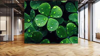 A Bunch of clover leaf background, Generative AI Wall mural