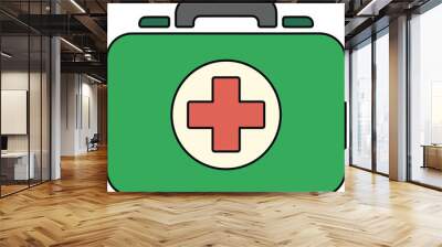 First Aid Kit Vector Icon Illustration. Flat Cartoon Style. Wall mural