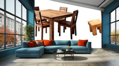 Wood table and chair set on transparent background. wooden table with chair png Wall mural