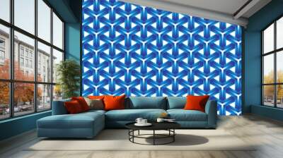 A blue geometric pattern design. Wall mural