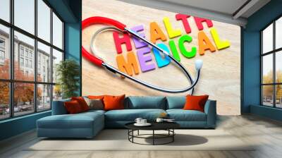 the name of the medical term, Health and Medical and stethoscope Wall mural