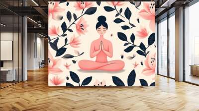 Peaceful Meditation in a Floral Paradise Wall mural