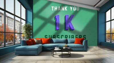 1 K subscribers celebration greeting banner with Vintage Design Wall mural