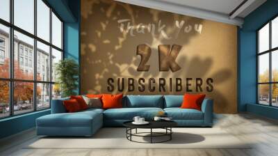 2 K subscribers celebration greeting banner with Clay Design Wall mural