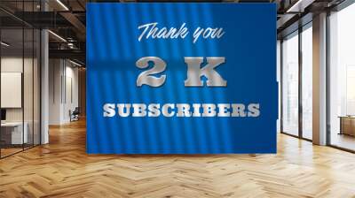 2 K subscribers celebration greeting banner with glass Design Wall mural