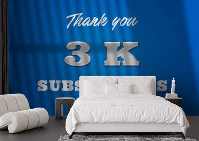 3 K  subscribers celebration greeting banner with glass Design Wall mural