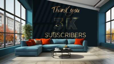 3 K  subscribers celebration greeting banner with Luxury Design Wall mural