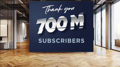 700 Million  subscribers celebration greeting banner with cutting Design Wall mural