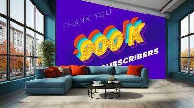 900 K  subscribers celebration greeting banner with tech Design Wall mural