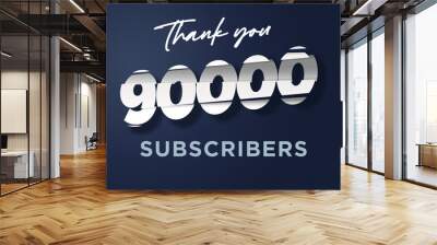 90000 subscribers celebration greeting banner with cutting Design Wall mural