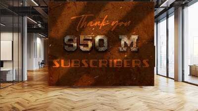 950 Million  subscribers celebration greeting banner with Rustic Design Wall mural