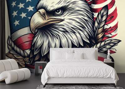 american eagle with american flag Wall mural