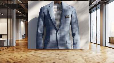 Elegant business casual attire featuring a sleek blazer and trousers, showcased on a light-colored surface  Wall mural