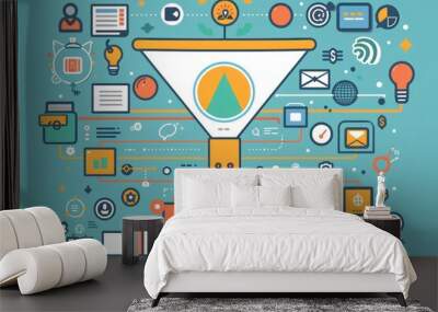 flat icons for web Wall mural