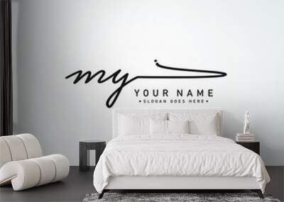 Initial Letter MY Logo - Hand Drawn Signature Logo Wall mural