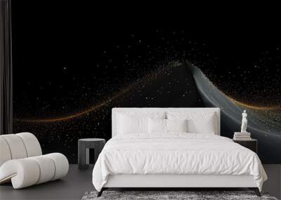 Black wave of particles and lines Wall mural